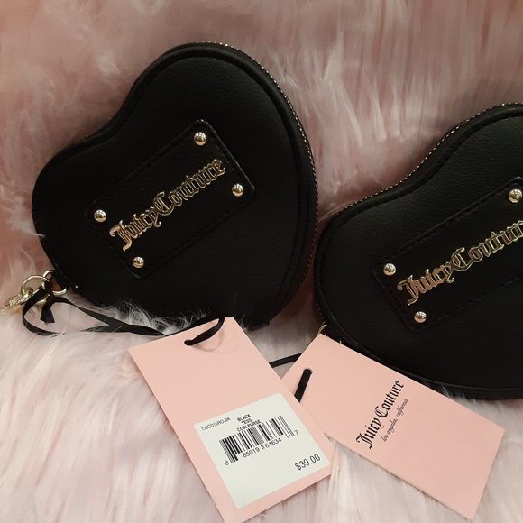 *NEW*Juicy Couture Coin Purse with Gold Heart Clip - Picture 2 of 4
